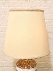 Vintage Textured Ceramic Table Lamp with Brown and White Stripes