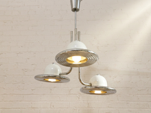 Vintage 1970s Italian Chrome Three-Light Pendant Chandelier