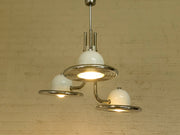 Vintage 1970s Italian Chrome Three-Light Pendant Chandelier