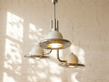 Vintage 1970s Italian Chrome Three-Light Pendant Chandelier
