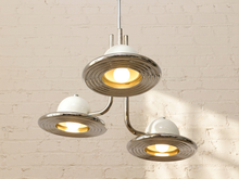 Vintage 1970s Italian Chrome Three-Light Pendant Chandelier