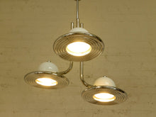 Vintage 1970s Italian Chrome Three-Light Pendant Chandelier