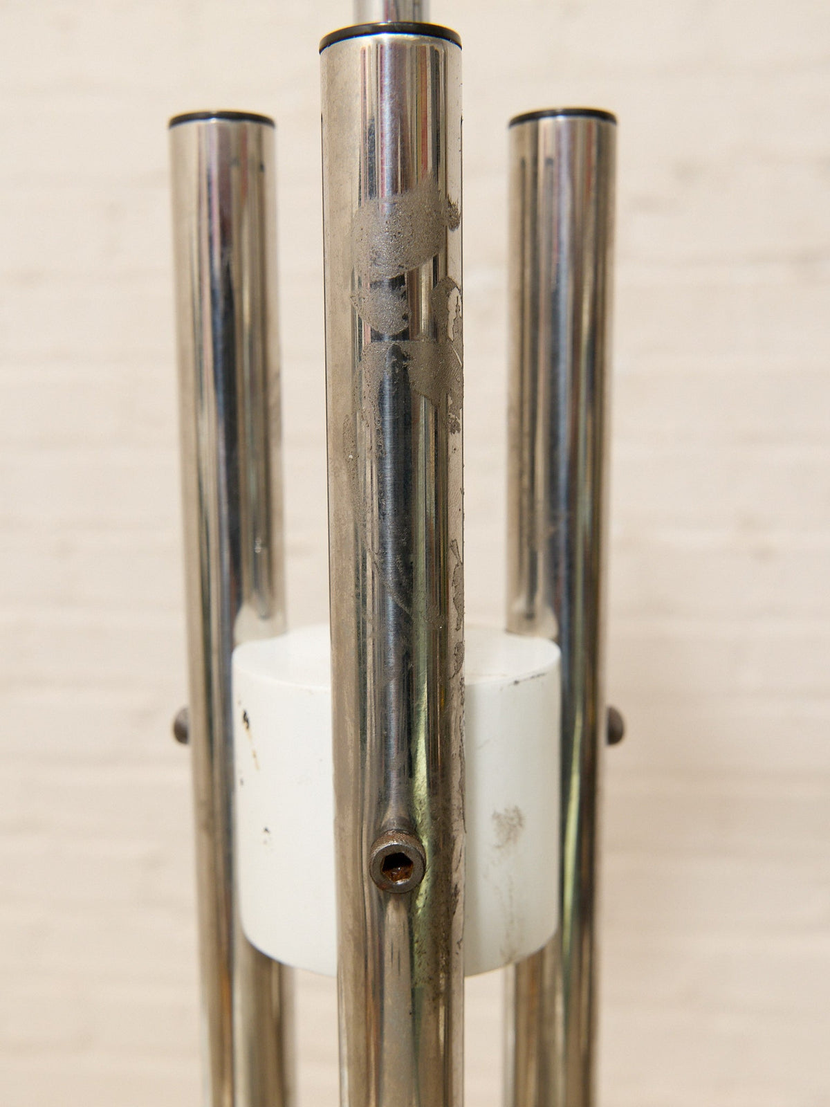 Vintage 1970s Italian Chrome Three-Light Pendant Chandelier