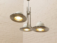 Vintage 1970s Italian Chrome Three-Light Pendant Chandelier