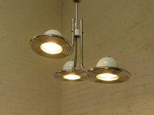 Vintage 1970s Italian Chrome Three-Light Pendant Chandelier