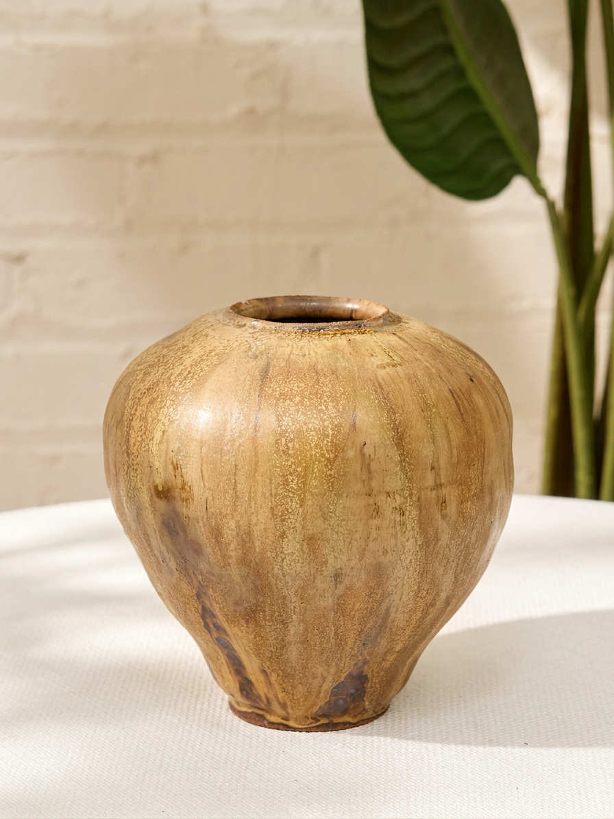 Vintage Brown Glazed Studio Pottery Vase by Stephen