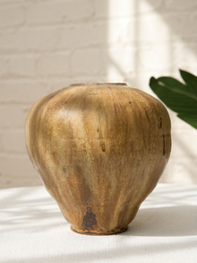 Vintage Brown Glazed Studio Pottery Vase by Stephen