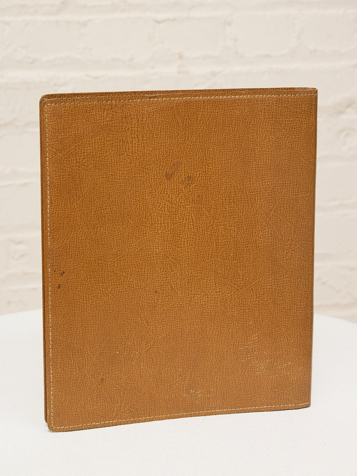 Vintage Cognac Leather Journal with Stitched Border