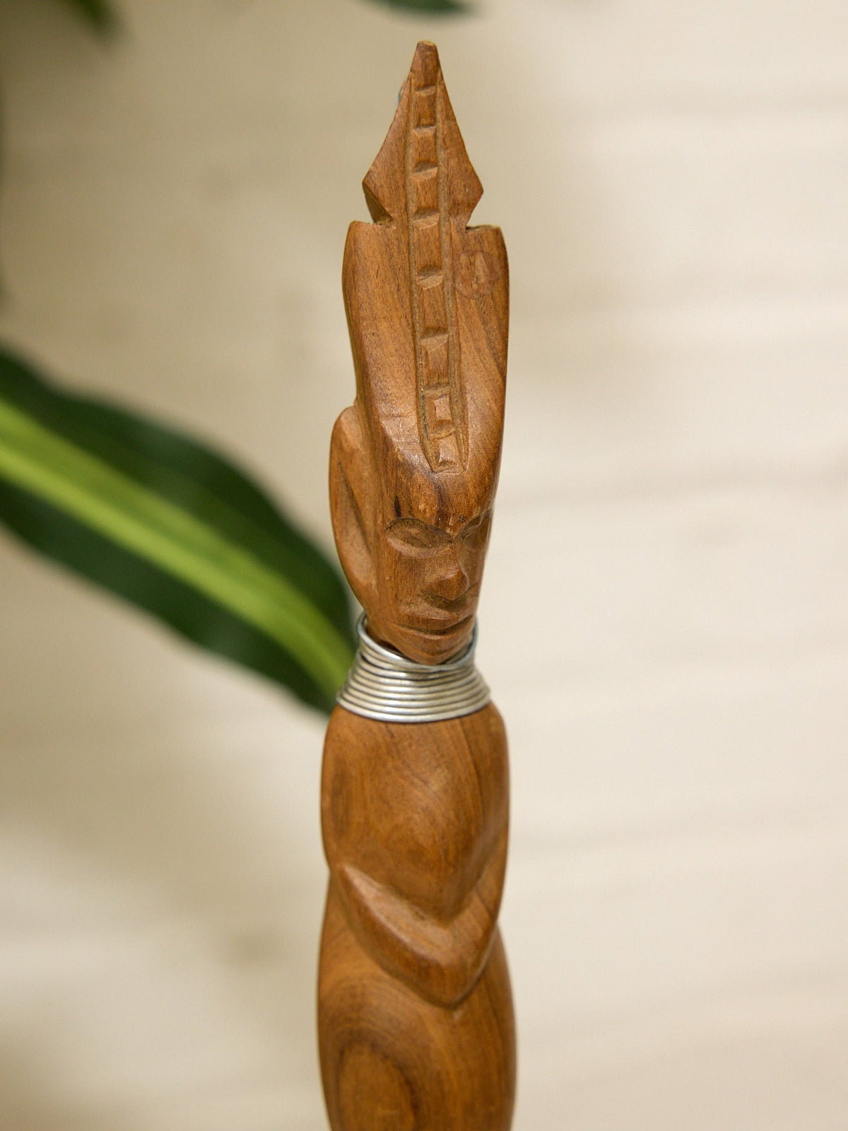 Vintage Hand-Carved Figural Wood Serving Spoon
