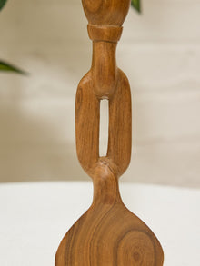 Vintage Hand-Carved Figural Wood Serving Spoon