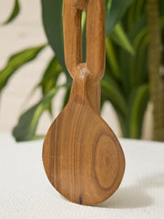Vintage Hand-Carved Figural Wood Serving Spoon