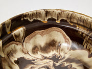 Vintage Brown & Cream Swirl Glazed Ceramic Bowl