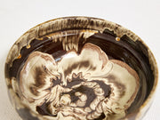 Vintage Brown & Cream Swirl Glazed Ceramic Bowl
