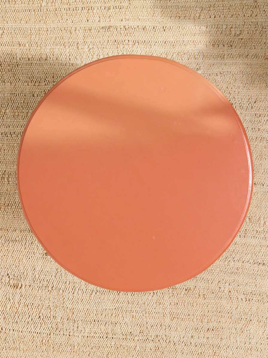 Vintage 1970s Scalloped Round Side Table in Tangerine Orange