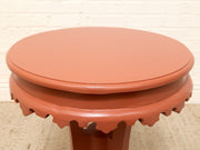 Vintage 1970s Scalloped Round Side Table in Tangerine Orange