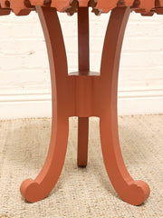 Vintage 1970s Scalloped Round Side Table in Tangerine Orange