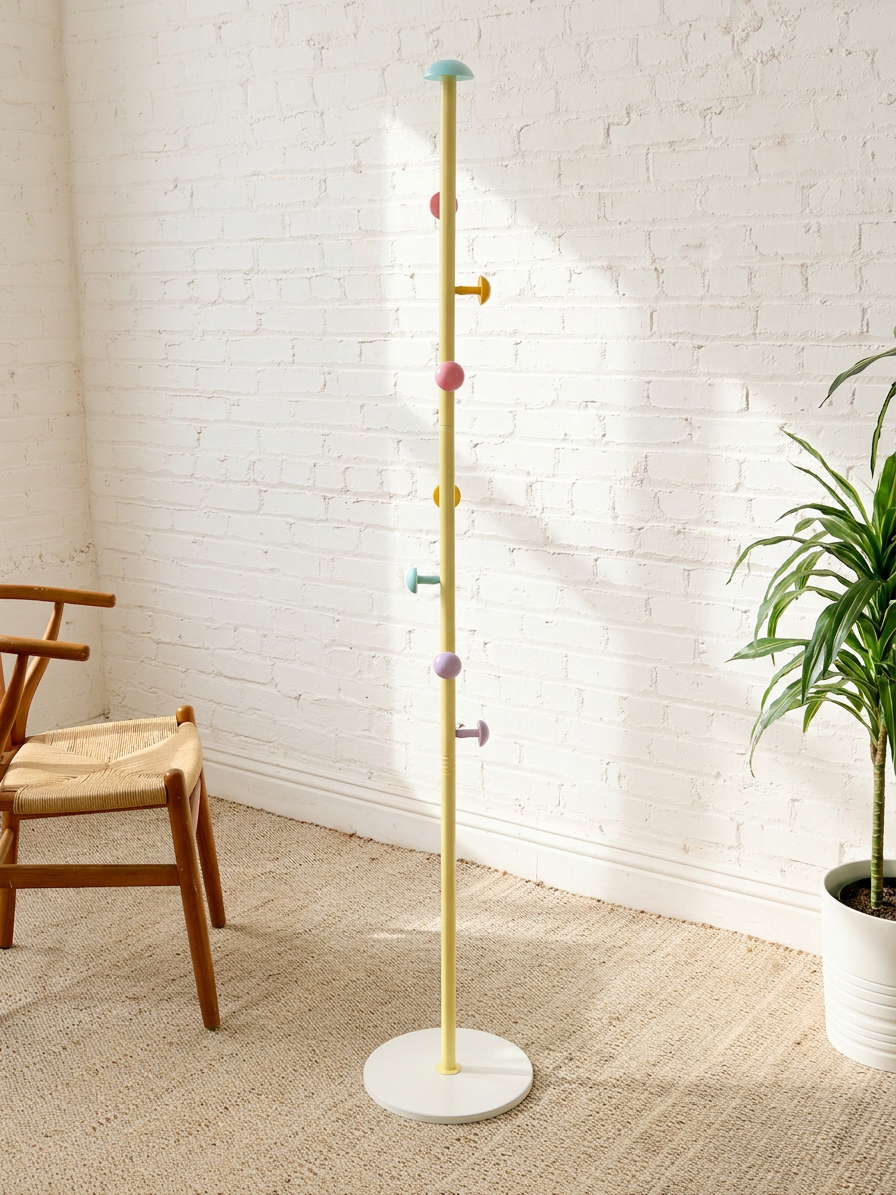 Vintage Yellow Colorful Ball Peg Coat Rack