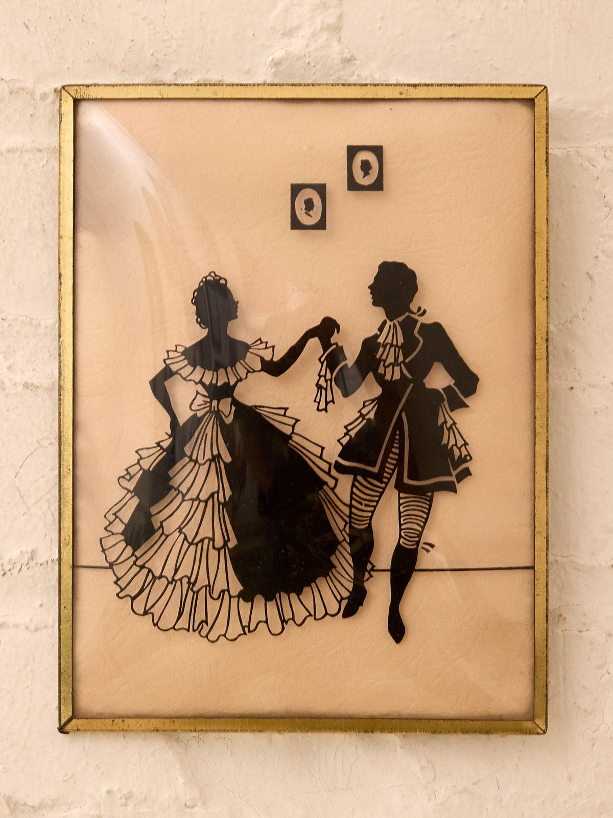 Vintage Framed Victorian Couple Silhouette Art #2