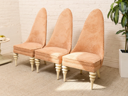 Peach Checkered Hollywood Regency Slipper Chair