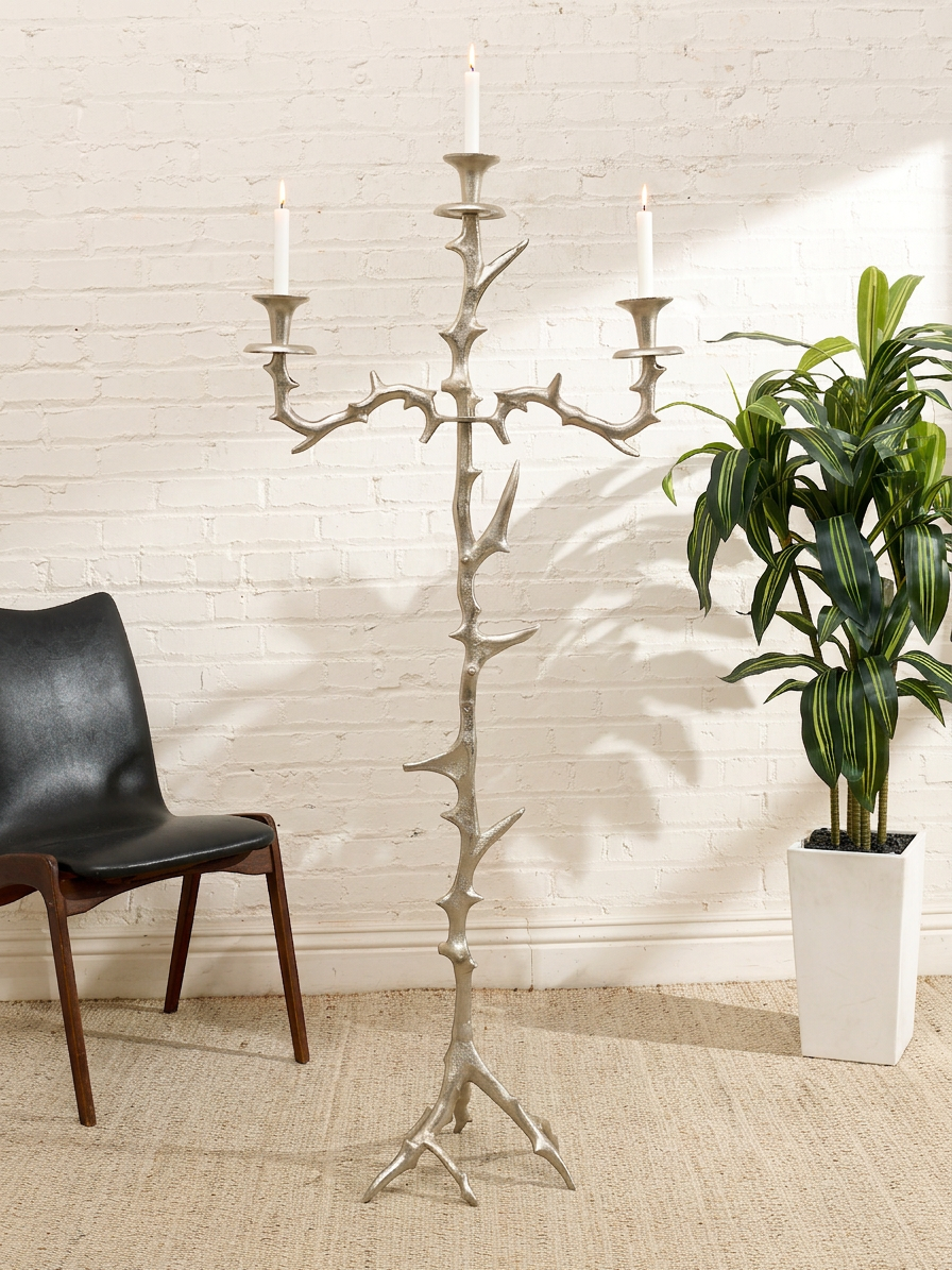 Vintage Brutalist Branch Candelabra Floor Stand