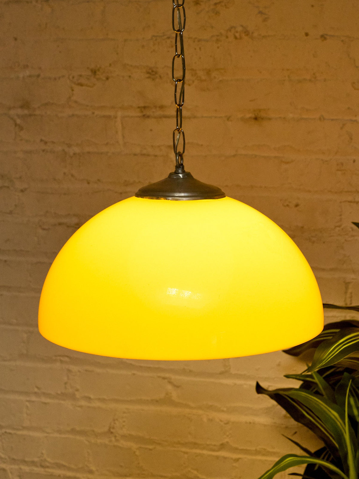 Vintage Mustard Yellow Dome Pendant Lamp