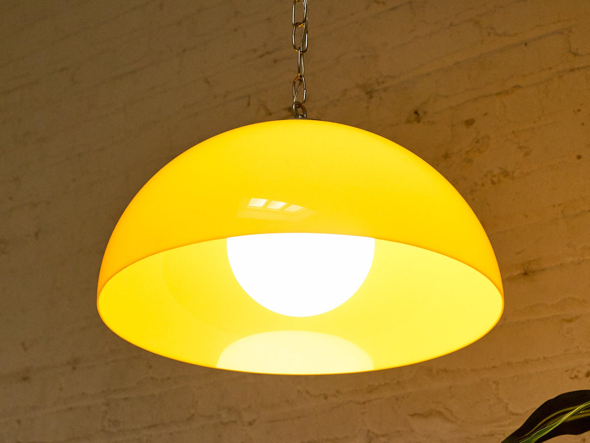 Vintage Mustard Yellow Dome Pendant Lamp