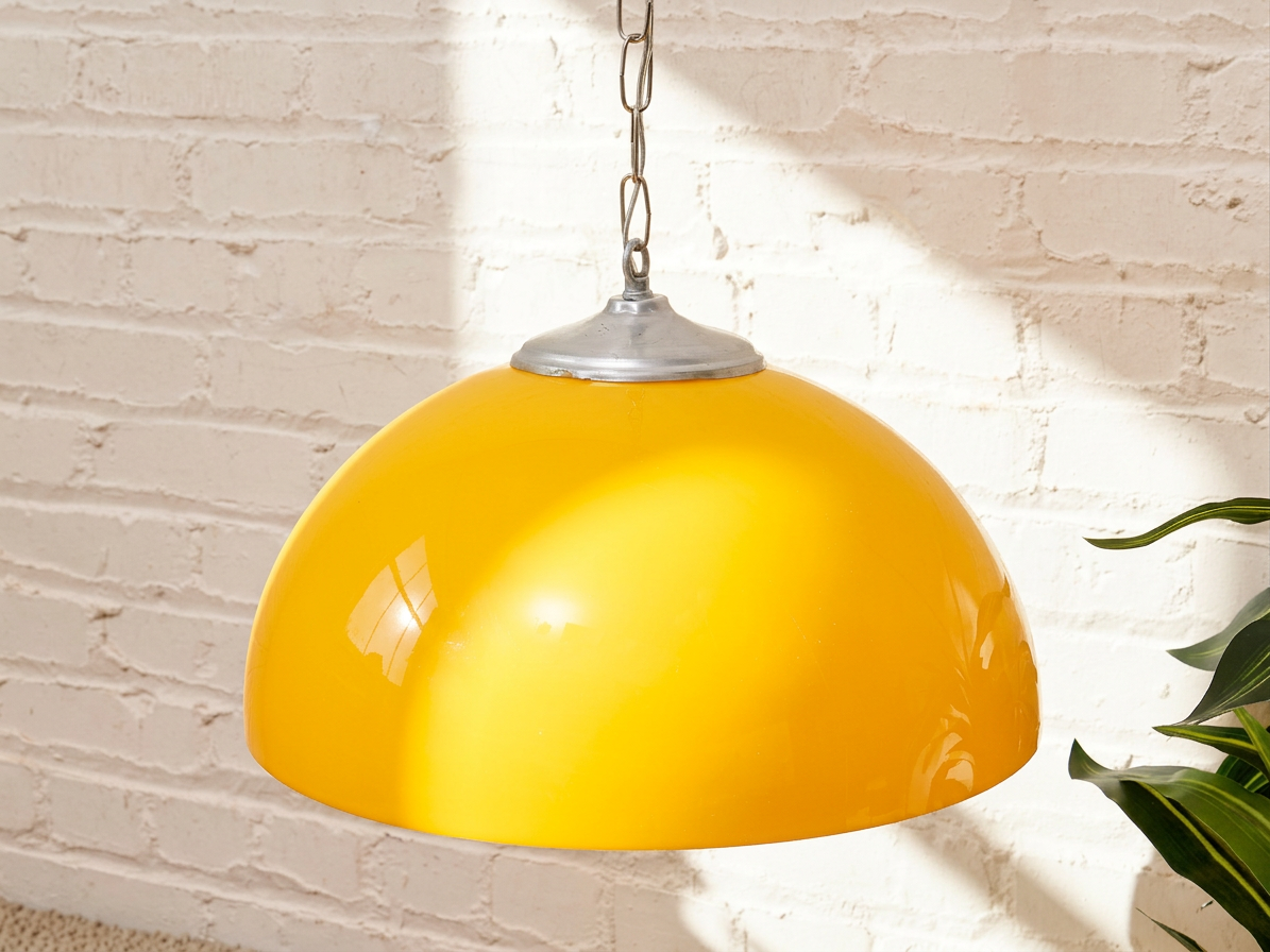 Vintage Mustard Yellow Dome Pendant Lamp