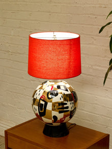 Postmodern Abstract Ceramic Table Lamp with Red Shade