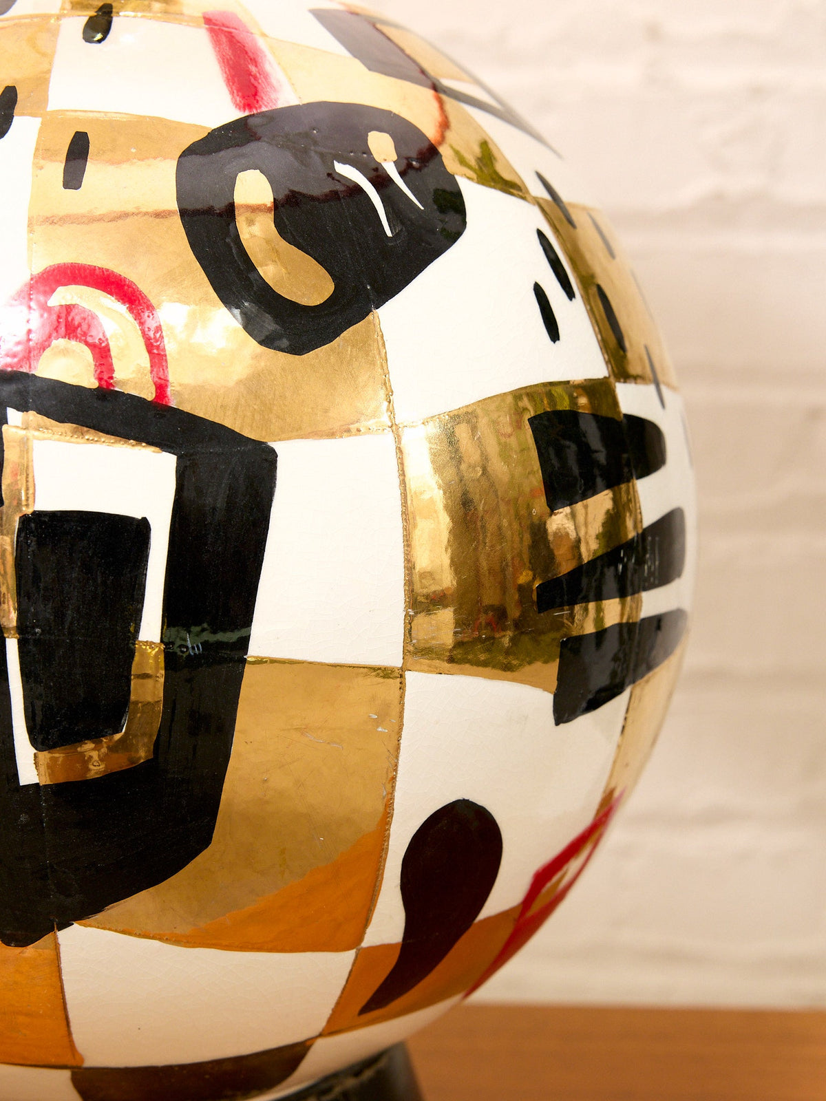 Postmodern Abstract Ceramic Table Lamp with Red Shade