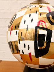 Postmodern Abstract Ceramic Table Lamp with Red Shade