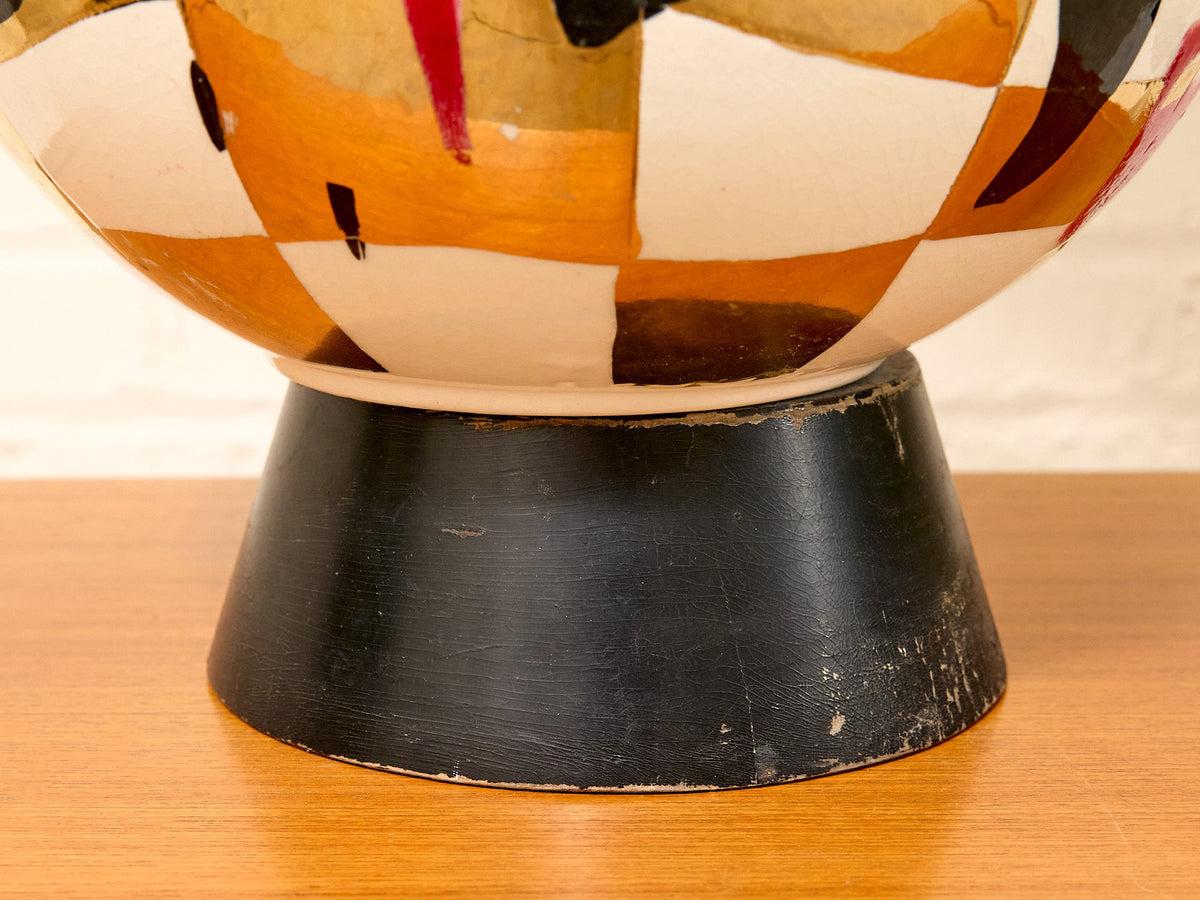 Postmodern Abstract Ceramic Table Lamp with Red Shade