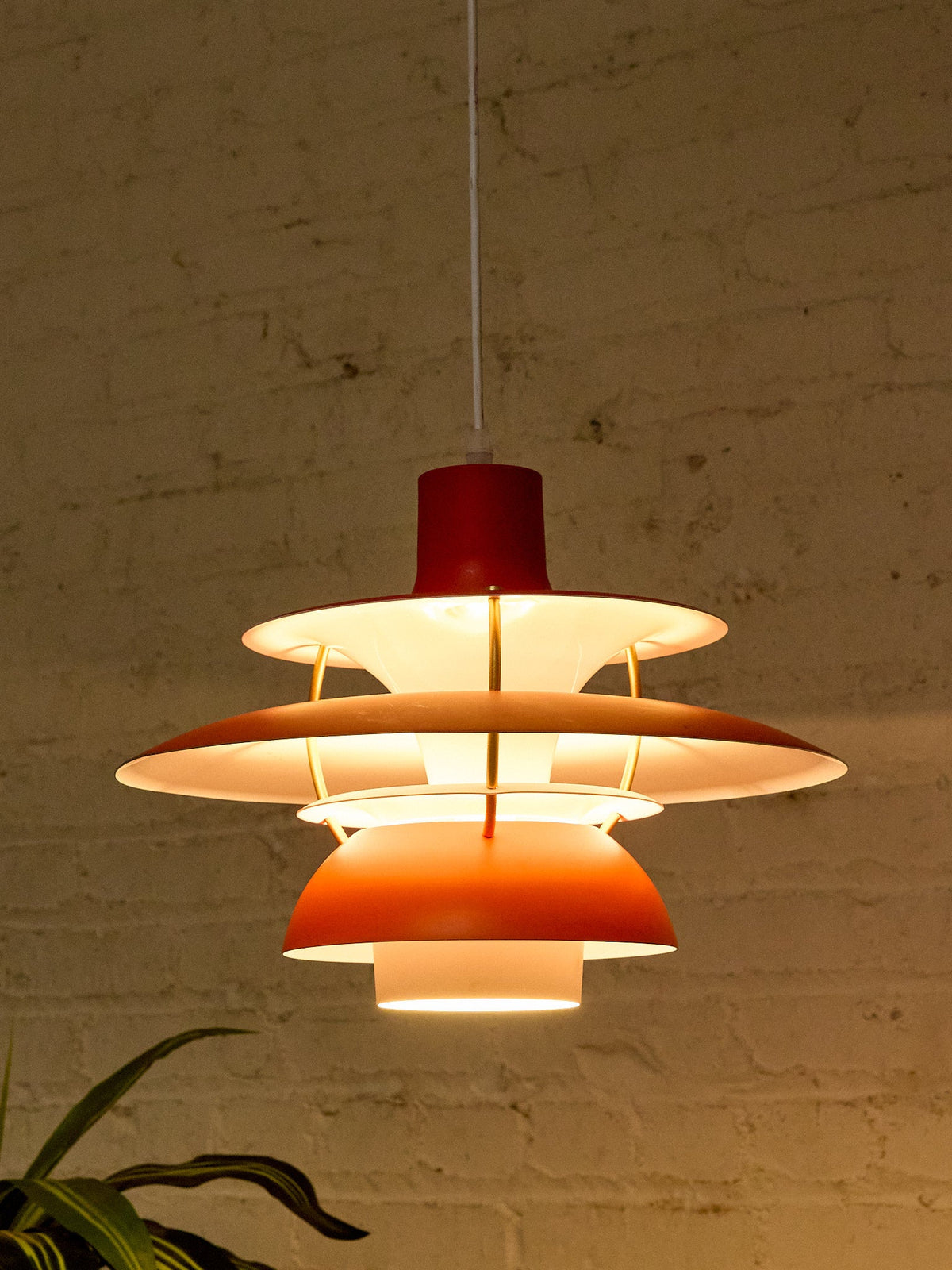 Modern Red Sculptural Pendant Light