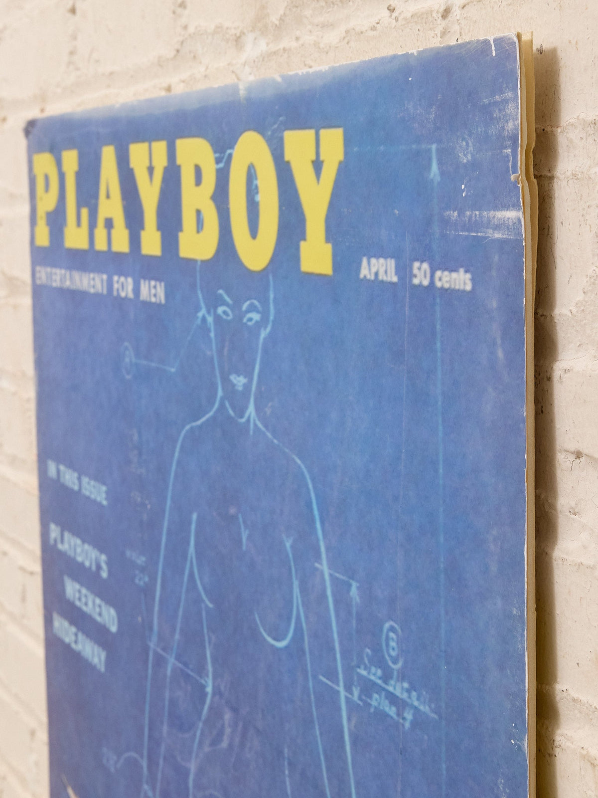 Vintage Playboy Magazine Blue Illustrated Cover