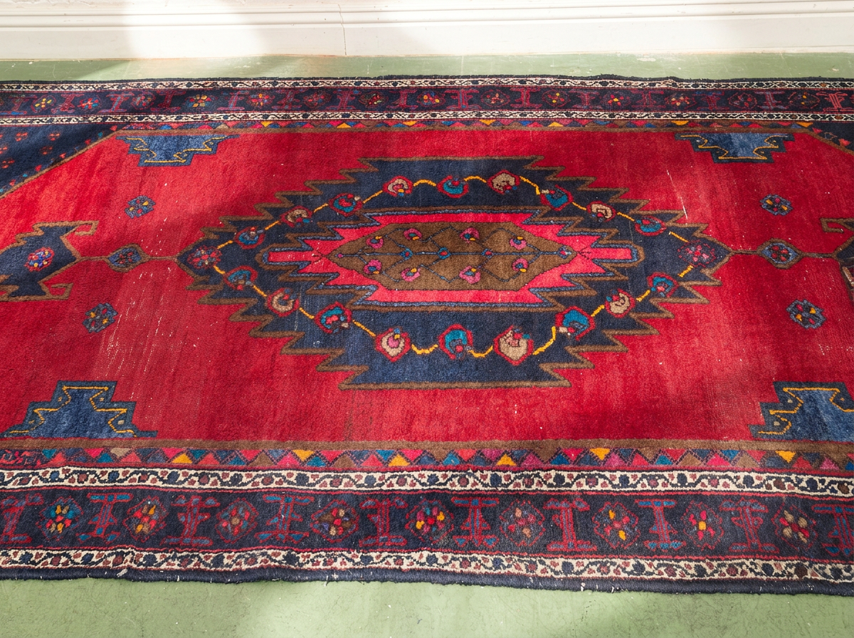 Vintage Red Geometric Medallion Area Rug