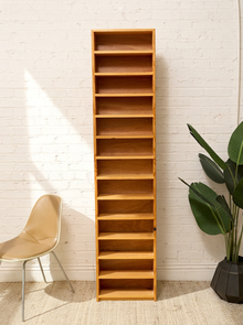 Vintage Narrow Wood Media Storage Shelf