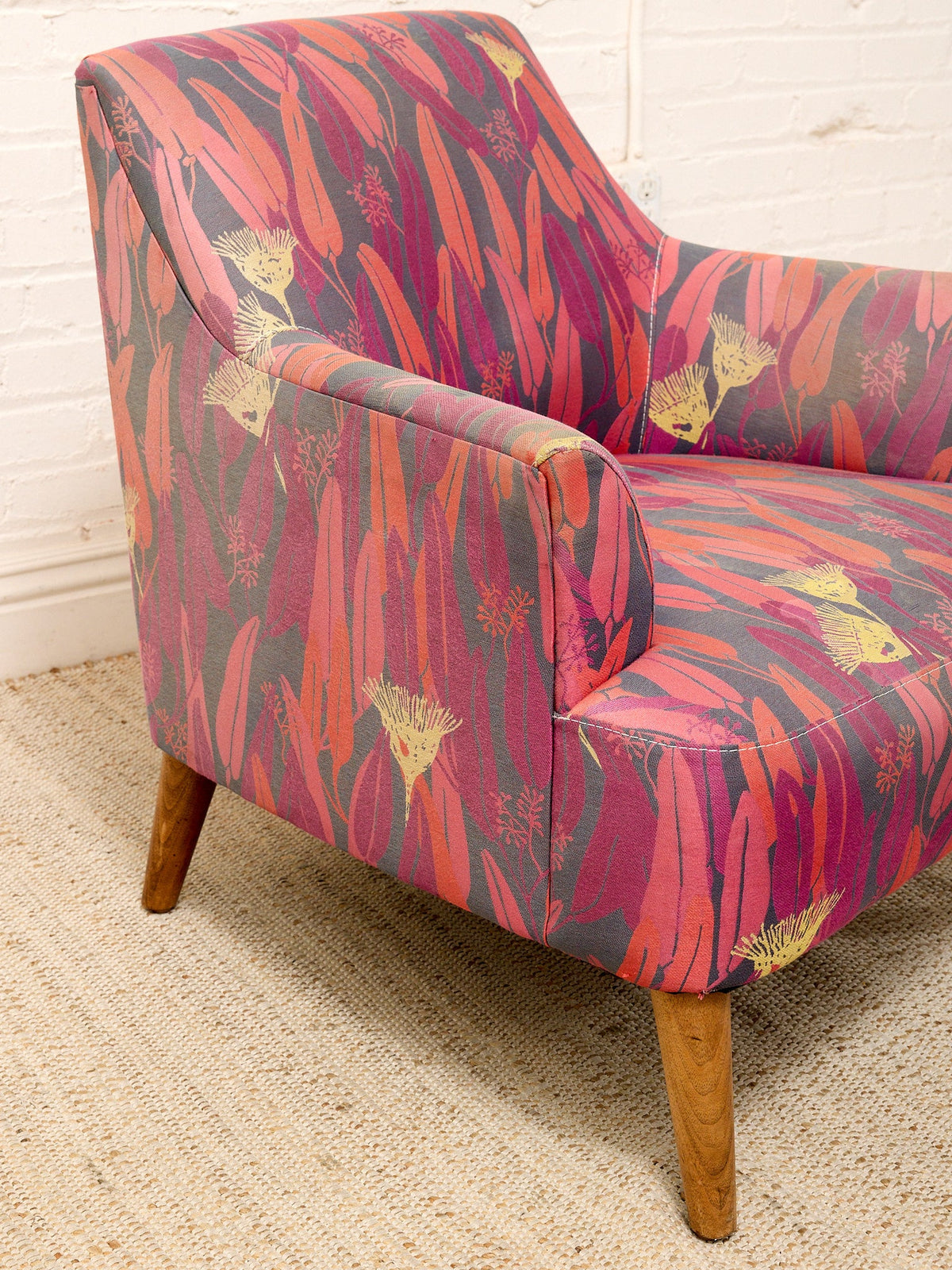 Modern Colorful Botanical Print Accent Chair