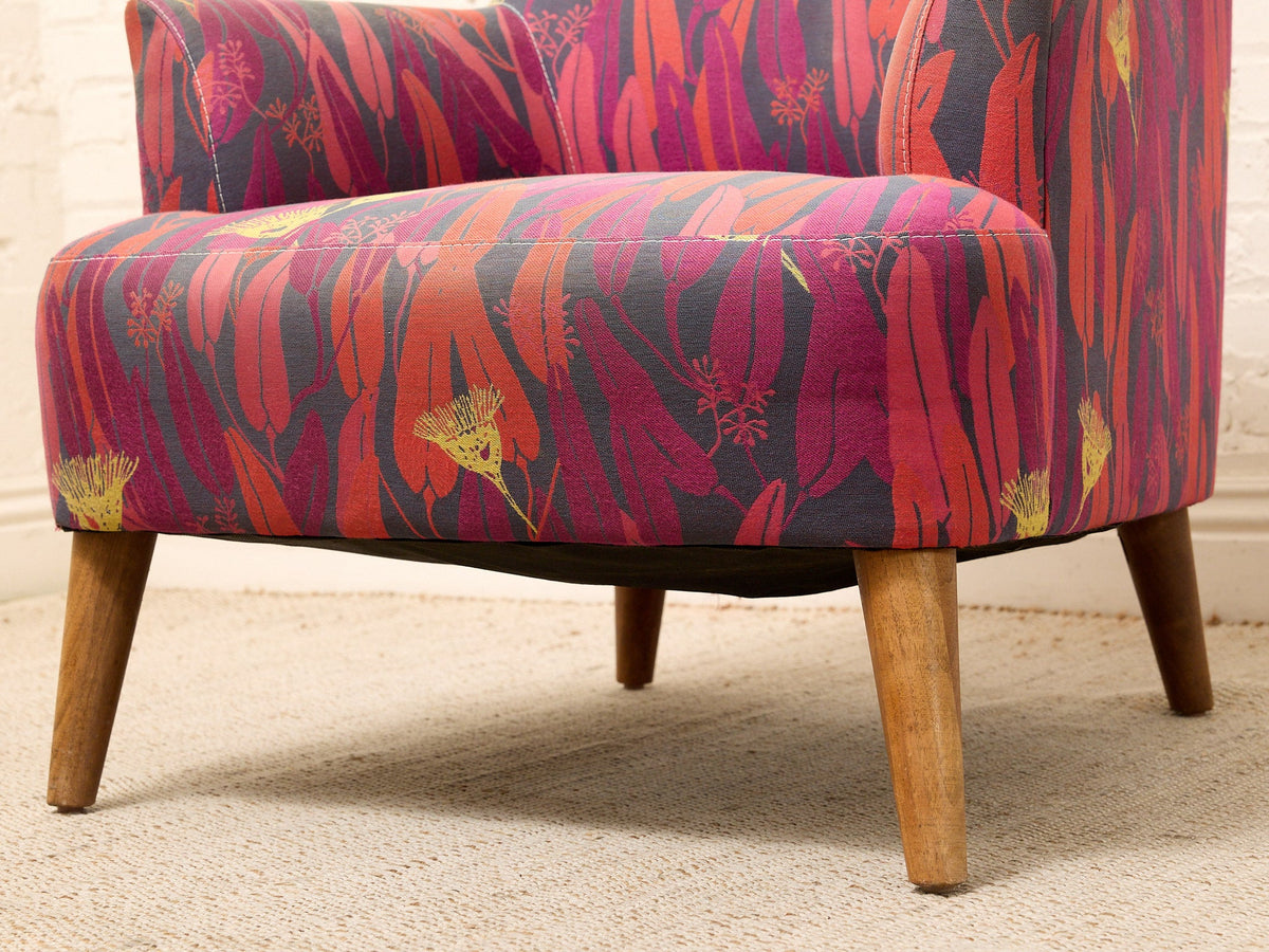 Modern Colorful Botanical Print Accent Chair