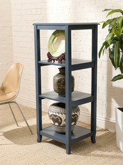 Vintage Navy Blue Four-Tier Display Shelf
