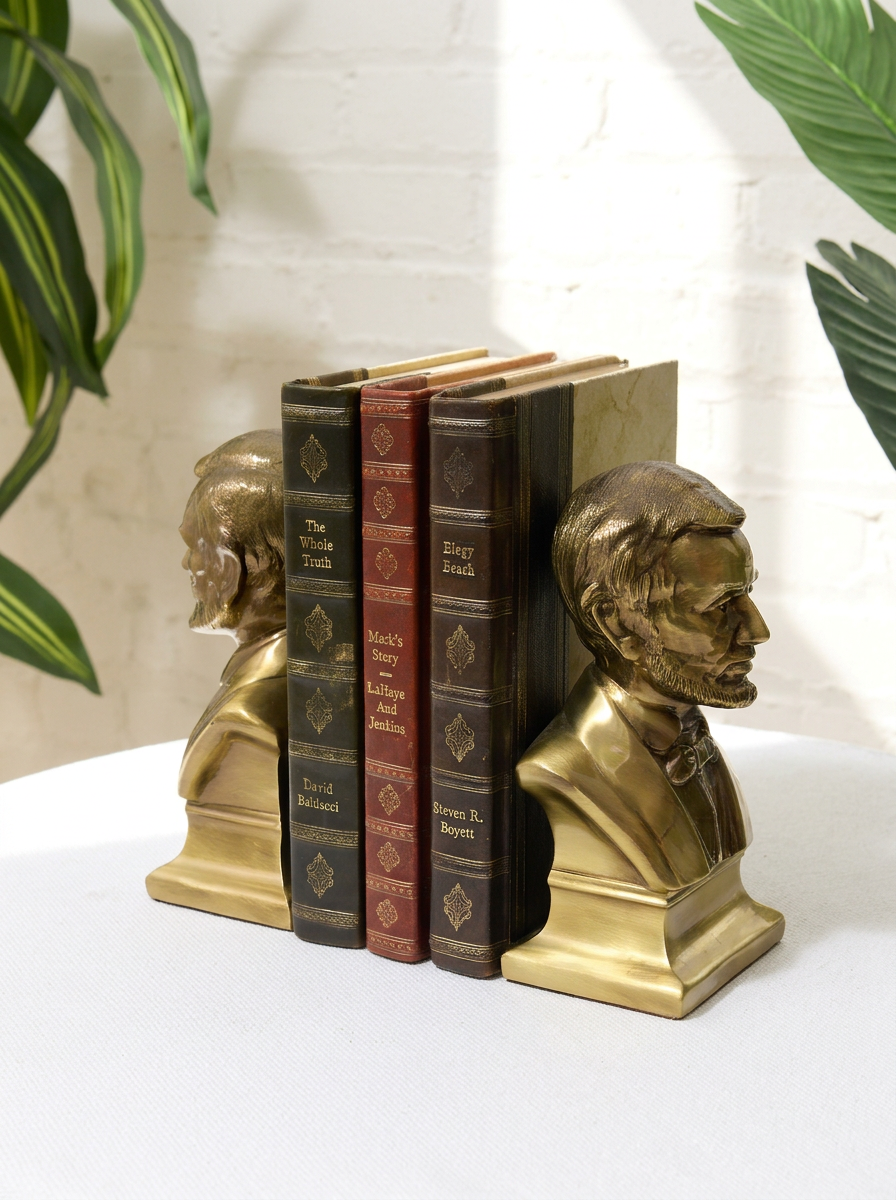 Pair of Abraham Lincoln Brass Bust Bookends