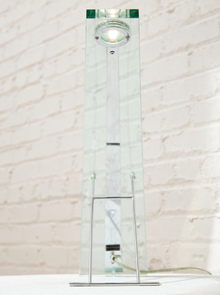Vintage 1970s Curved Glass Sculptural Table Lamp