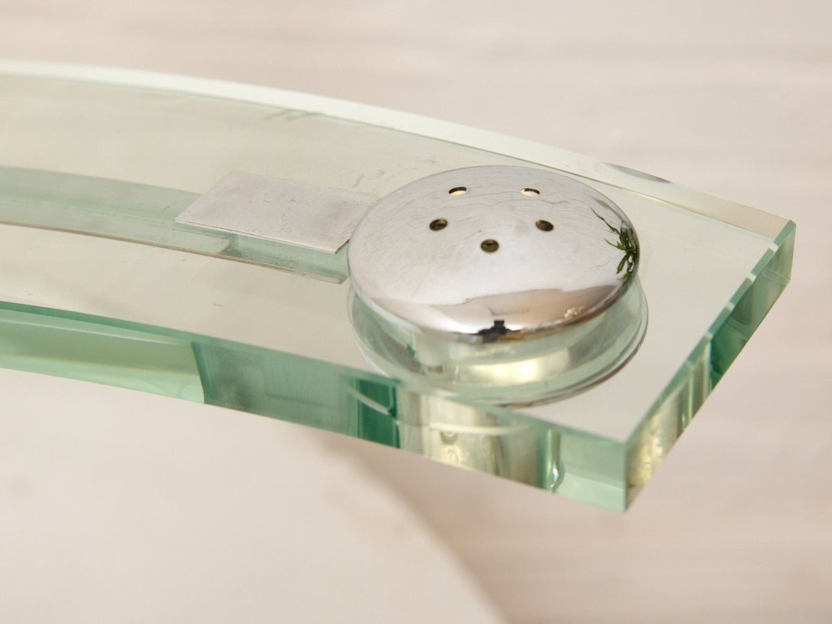 Vintage 1970s Curved Glass Sculptural Table Lamp