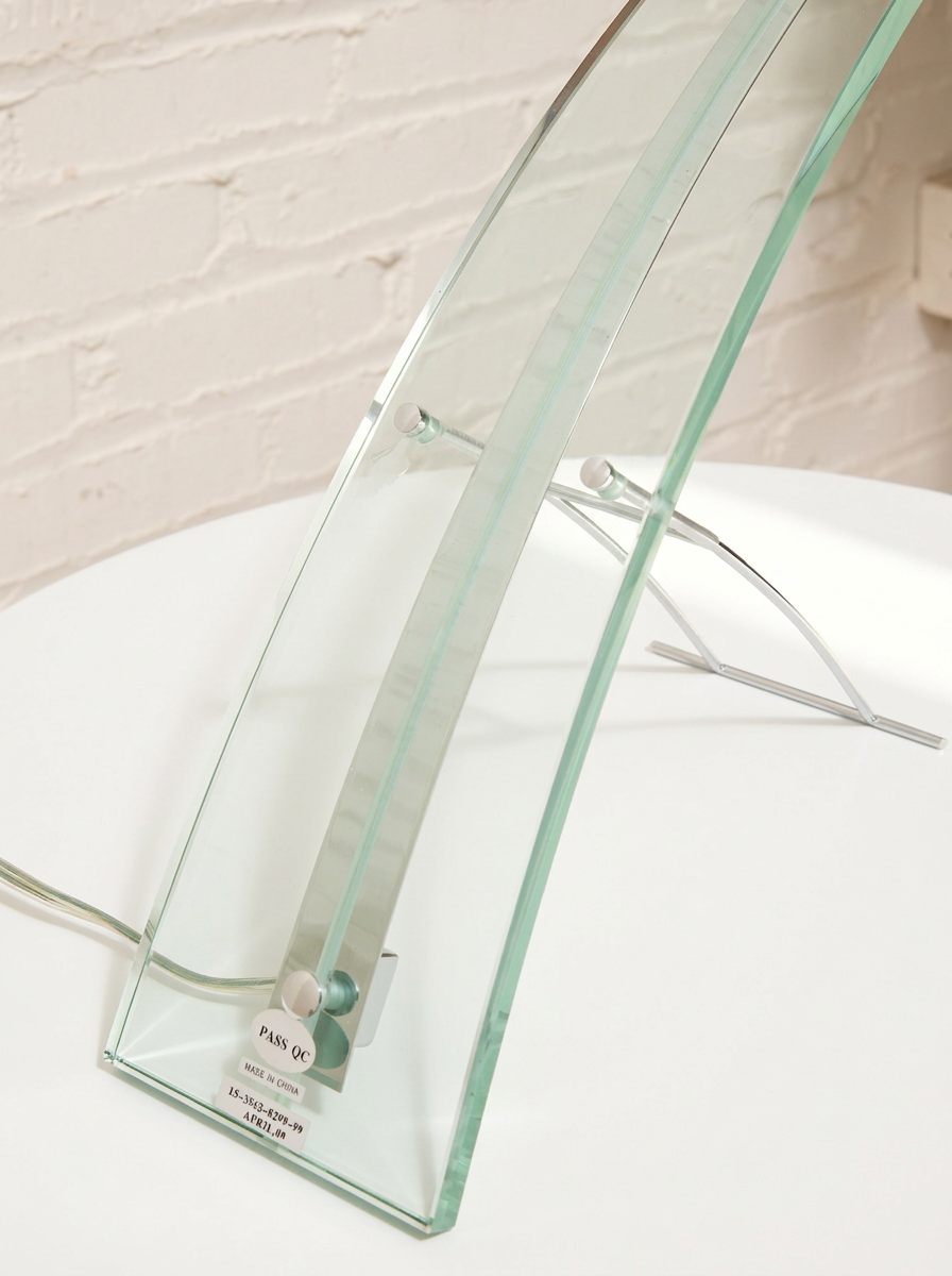 Vintage 1970s Curved Glass Sculptural Table Lamp