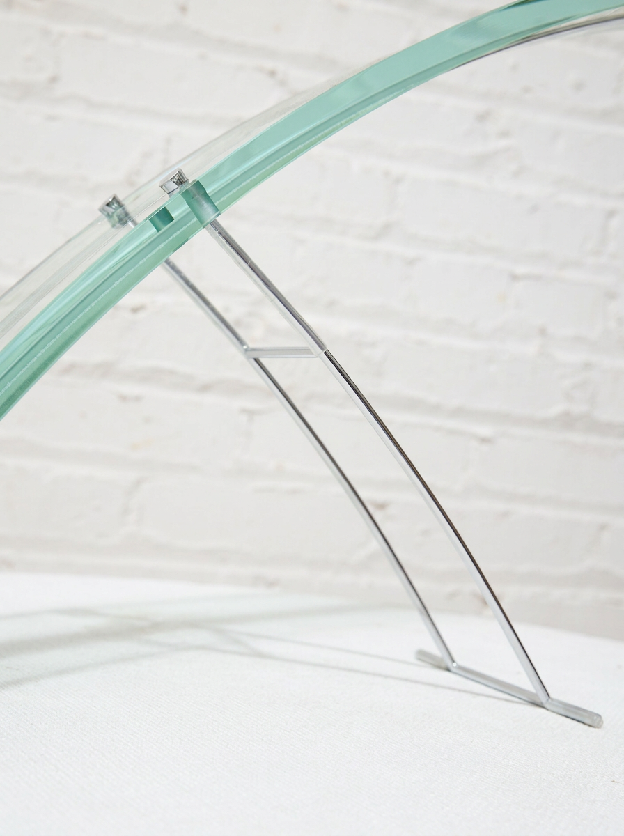 Vintage 1970s Curved Glass Sculptural Table Lamp