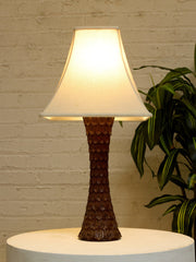 Vintage Textured Dark Brown Table Lamp with Off-White Shade