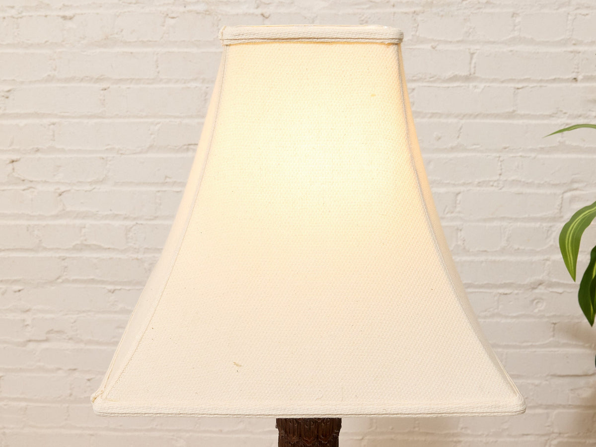 Vintage Textured Dark Brown Table Lamp with Off-White Shade