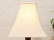Vintage Textured Dark Brown Table Lamp with Off-White Shade