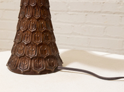 Vintage Textured Dark Brown Table Lamp with Off-White Shade