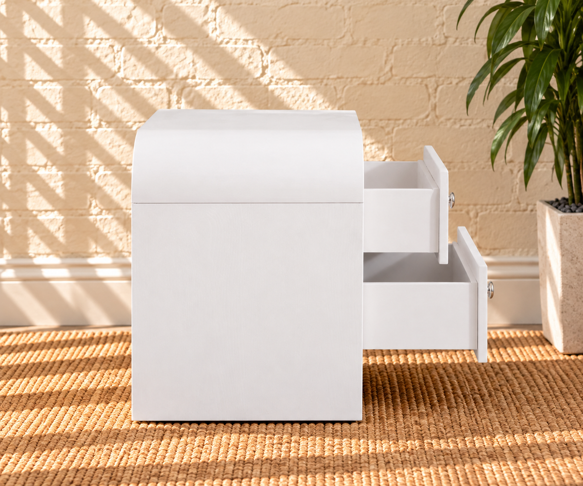 Pair of Blanca 2-Drawer Ash Wood Nightstands in Arctic White
