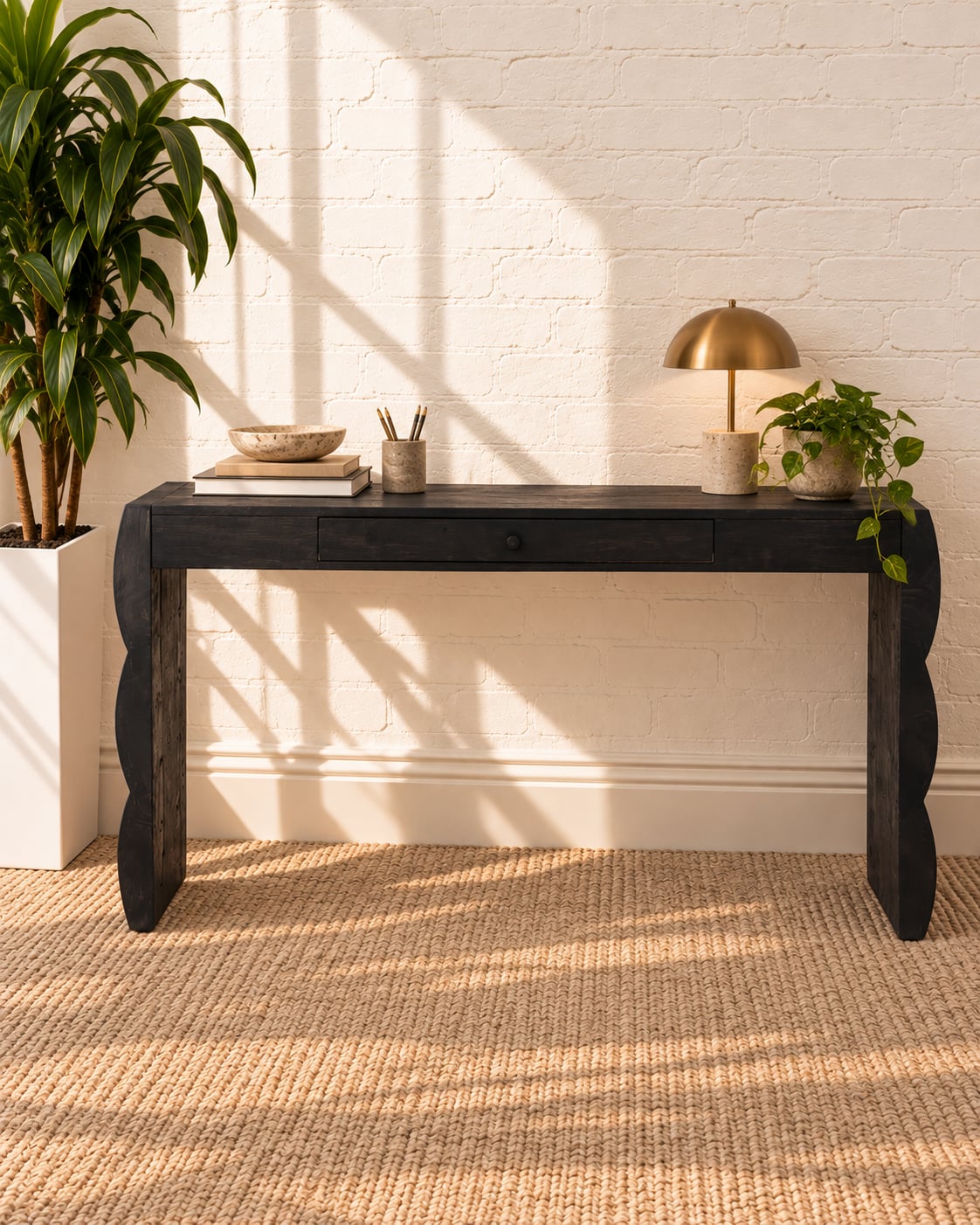Sydney One-Drawer Sculptural Desk in Charcoal