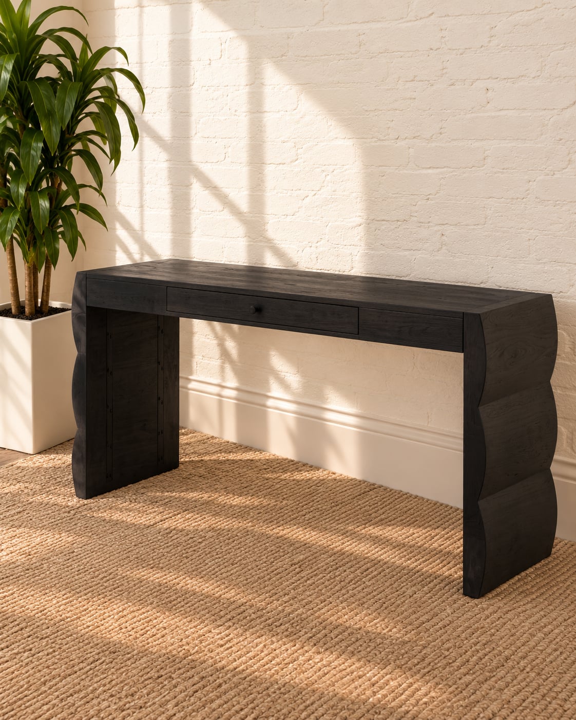 Sydney One-Drawer Sculptural Desk in Charcoal